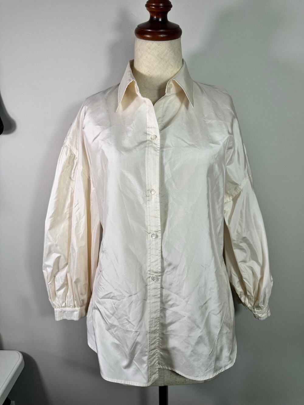 Lauren Ralph Lauren Silk Blouse Balloon Sleeve Size M